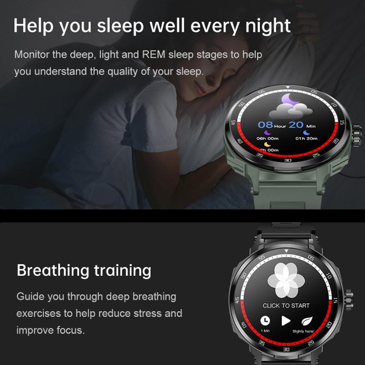 D11 1.46 inch 2 in 1 Bluetooth Earphone Smart Watch, Support Bluetooth Call / NFC / Heart Rate, D11 (Black), D11 (Green)