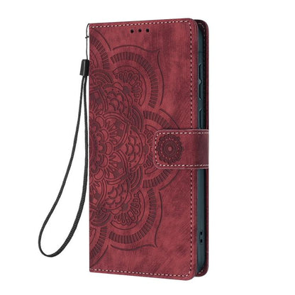 Mandala Embossed Retro Frosted Leather Phone Case, For iPhone 16, For iPhone 15 Pro Max, For iPhone 15 Pro, For iPhone 15 Plus