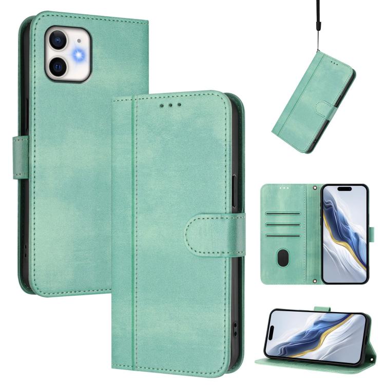 Line Splicing Buckle Retro Leather Phone Case, For iPhone 11 Pro Max, For iPhone 11, For iPhone 11 Pro