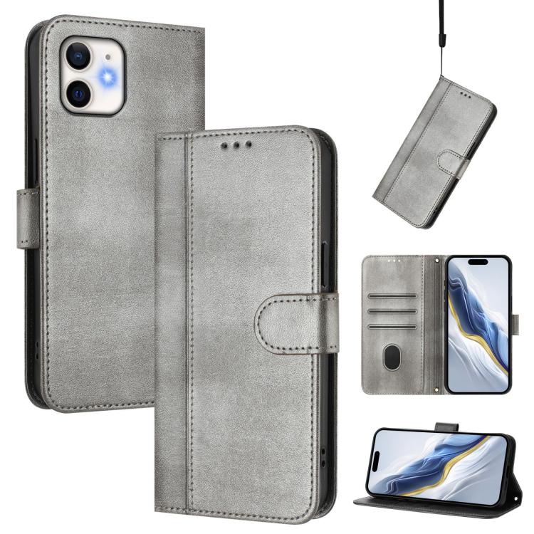 Line Splicing Buckle Retro Leather Phone Case, For iPhone 11 Pro Max, For iPhone 11, For iPhone 11 Pro