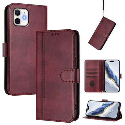 Line Splicing Buckle Retro Leather Phone Case, For iPhone 11 Pro Max, For iPhone 11, For iPhone 11 Pro