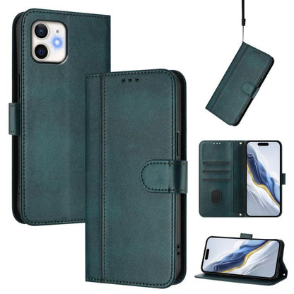 Line Splicing Buckle Retro Leather Phone Case, For iPhone 11 Pro Max, For iPhone 11, For iPhone 11 Pro