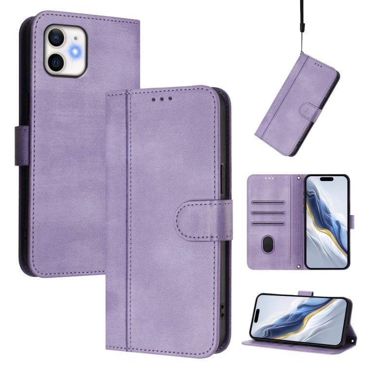 Line Splicing Buckle Retro Leather Phone Case, For iPhone 11 Pro Max, For iPhone 11, For iPhone 11 Pro