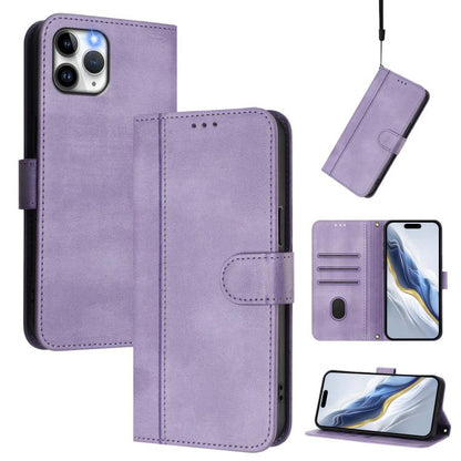 Line Splicing Buckle Retro Leather Phone Case, For iPhone 11 Pro Max, For iPhone 11, For iPhone 11 Pro