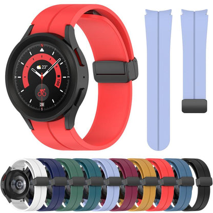 xDfind Fold Magnetic Black Buckle Silicone Watch Band, For Samsung Galaxy Watch7 / FE / 6 / 5 / 4