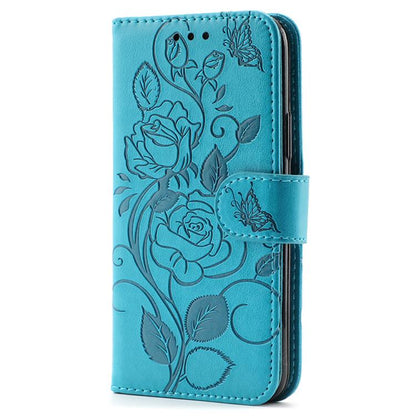 Rose Butterfly Embossed Leather Phone Case, For iPhone 17e / 16e, For iPhone 17 Pro Max, For iPhone 17 Pro, For iPhone 17
