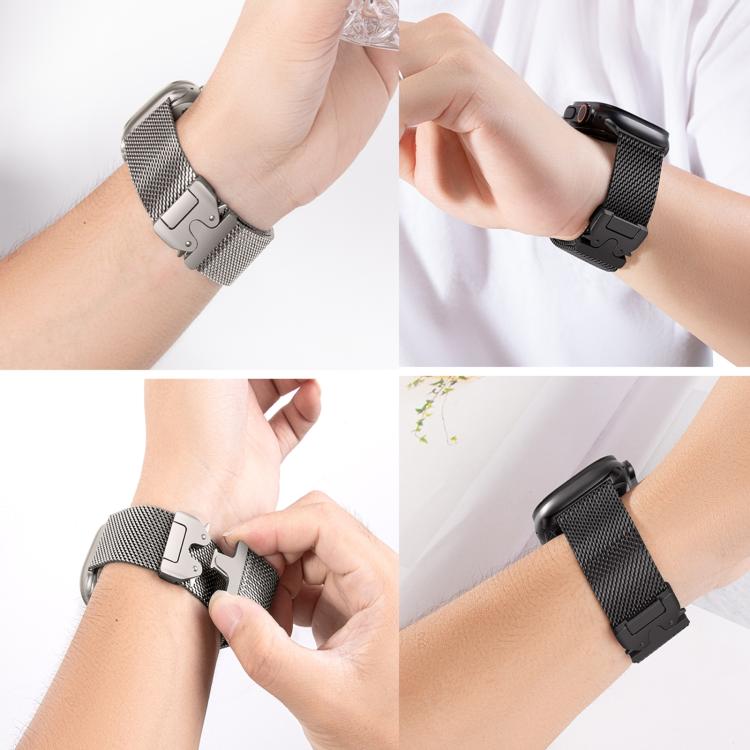 xDfind Umbrella Buckle Fine Mesh Milanese Stainless Steel Watch Band, For Apple Watch 46mm / 49mm / 45mm / 44mm Fine Mesh, For Apple Watch 42mm / 41mm / 40mm / 38mm Fine Mesh