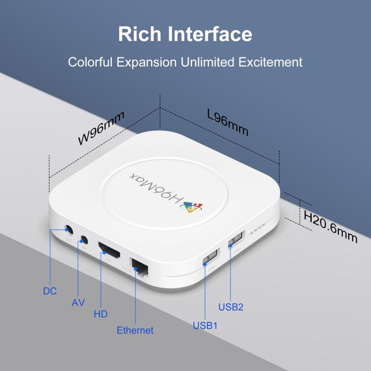 H96 Max M1 Plus Android 14.0 Smart TV Box, RK3528 Quad-core ARM Cortex-A53, 2GB+16GB, 4GB+32GB, 4GB+128GB