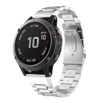 xDfind Three Beads Quick Release Metal Watch Band, For Garmin Fenix 8/7X/6X/5X 26mm, For Garmin Fenix 8/7/6/5 22mm, For Garmin Fenix 8/7S/6S/5S 20mm, For Garmin Forerunner 45/45S/Swim2, For Garmin Forerunner 220/735/735XT/230/235