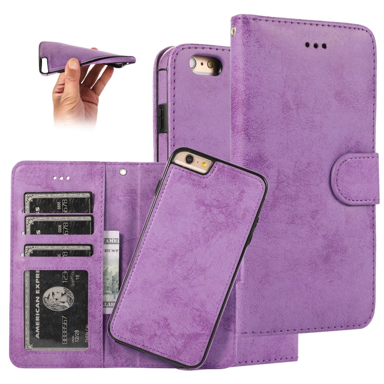 KLT888-2 Retro 2 in 1 Detachable Magnetic Horizontal Flip TPU + PU Leather Case with Holder & Card Slots & Photo Frame & Wallet, For iPhone 6 Plus, For iPhone SE 2022 / SE 2020 / 8 / 7, For iPhone 8 Plus / 7 Plus, For iPhone XS / X