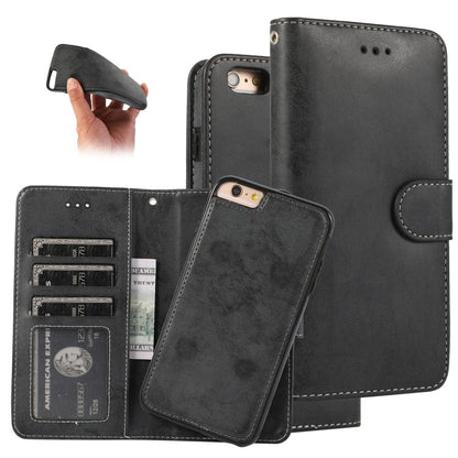 KLT888-2 Retro 2 in 1 Detachable Magnetic Horizontal Flip TPU + PU Leather Case with Holder & Card Slots & Photo Frame & Wallet, For iPhone 6 Plus, For iPhone SE 2022 / SE 2020 / 8 / 7, For iPhone 8 Plus / 7 Plus, For iPhone XS / X