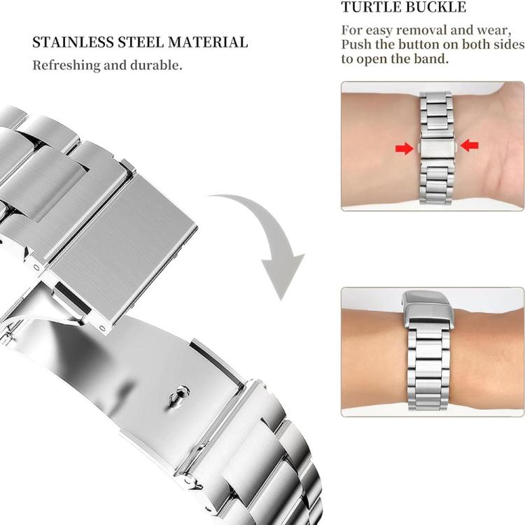 xDfind Three Beads Quick Release Metal Watch Band, 12mm