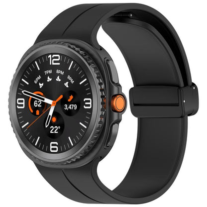 xDfind Fold Black Buckle Magnetic Silicone Watch Band, For Samsung Galaxy Watch8 / Watch8 Classic