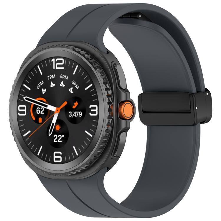 xDfind Fold Black Buckle Magnetic Silicone Watch Band, For Samsung Galaxy Watch8 / Watch8 Classic