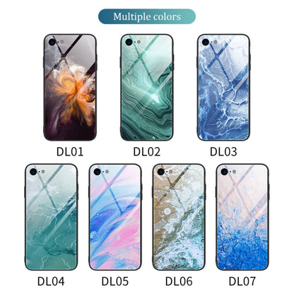 Marble Pattern Glass Protective Case, For iPhone SE 2022 / SE 2020 / 8 / 7, For iPhone X