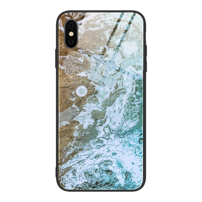 Marble Pattern Glass Protective Case, For iPhone SE 2022 / SE 2020 / 8 / 7, For iPhone X