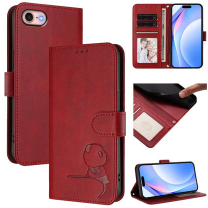 Litter Panda Embossing RFID Leather Phone Case with Lanyard, For iPhone 14 Pro Max, For iPhone SE 2022 / 2020 / 8 / 7, For iPhone 13 Pro Max, For iPhone 13 Pro
