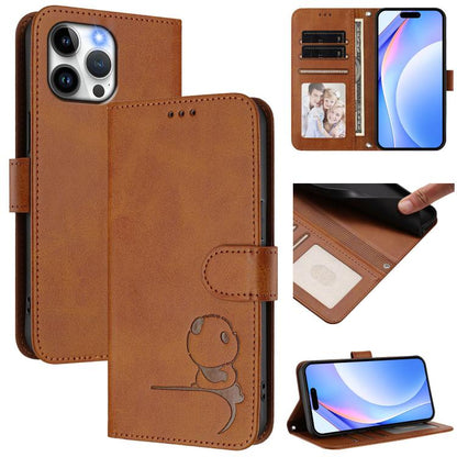 Litter Panda Embossing RFID Leather Phone Case with Lanyard, For iPhone 14 Pro Max, For iPhone SE 2022 / 2020 / 8 / 7, For iPhone 13 Pro Max, For iPhone 13 Pro