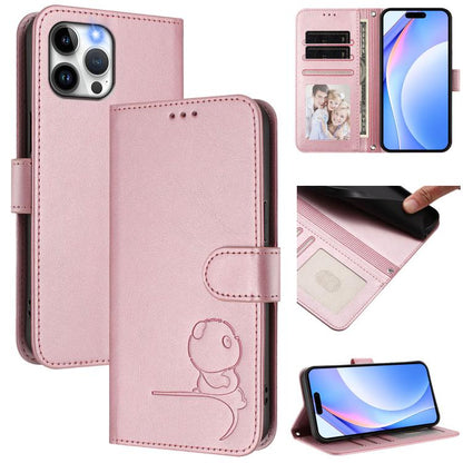 Litter Panda Embossing RFID Leather Phone Case with Lanyard, For iPhone 13 mini, For iPhone 12 / 12 Pro, For iPhone 12 Pro Max, For iPhone 12 mini