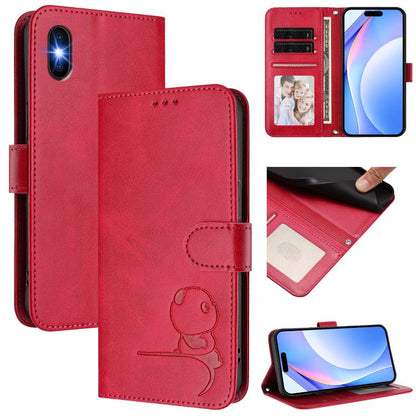 Litter Panda Embossing RFID Leather Phone Case with Lanyard, For iPhone 11 Pro Max, For iPhone 11, For iPhone 11 Pro, For iPhone X / XS