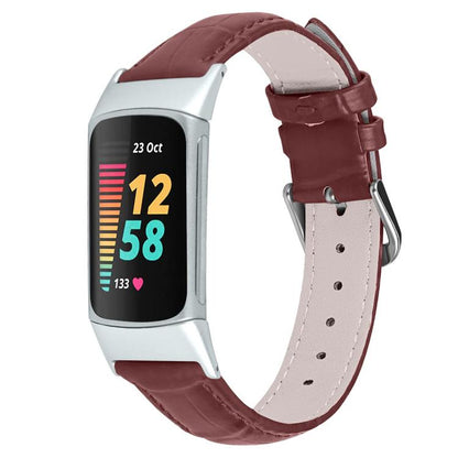 xDfind Bamboo Texture Pin Buckle Leather Watch Band, For Fitbit Charge 6 / 5 18mm, For Fitbit Inspire 3 12mm, For Fitbit Versa 4 / 3 / Sense2 / 1 20mm, For Fitbit Luxe / Special Edition 12mm