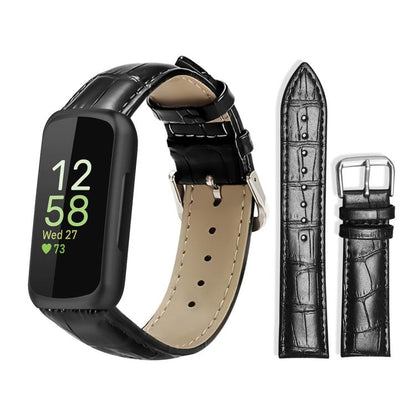 xDfind Bamboo Texture Pin Buckle Leather Watch Band, For Fitbit Charge 6 / 5 18mm, For Fitbit Inspire 3 12mm, For Fitbit Versa 4 / 3 / Sense2 / 1 20mm, For Fitbit Luxe / Special Edition 12mm