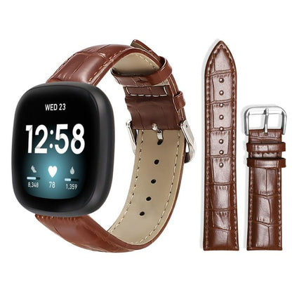 xDfind Bamboo Texture Pin Buckle Leather Watch Band, For Fitbit Charge 6 / 5 18mm, For Fitbit Inspire 3 12mm, For Fitbit Versa 4 / 3 / Sense2 / 1 20mm, For Fitbit Luxe / Special Edition 12mm