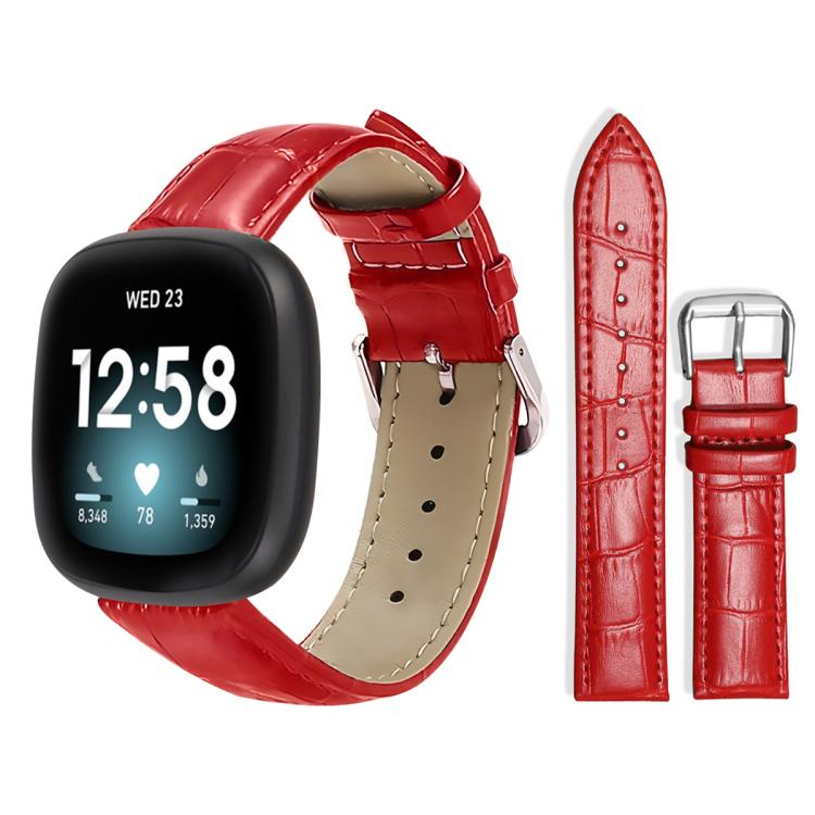 xDfind Bamboo Texture Pin Buckle Leather Watch Band, For Fitbit Charge 6 / 5 18mm, For Fitbit Inspire 3 12mm, For Fitbit Versa 4 / 3 / Sense2 / 1 20mm, For Fitbit Luxe / Special Edition 12mm