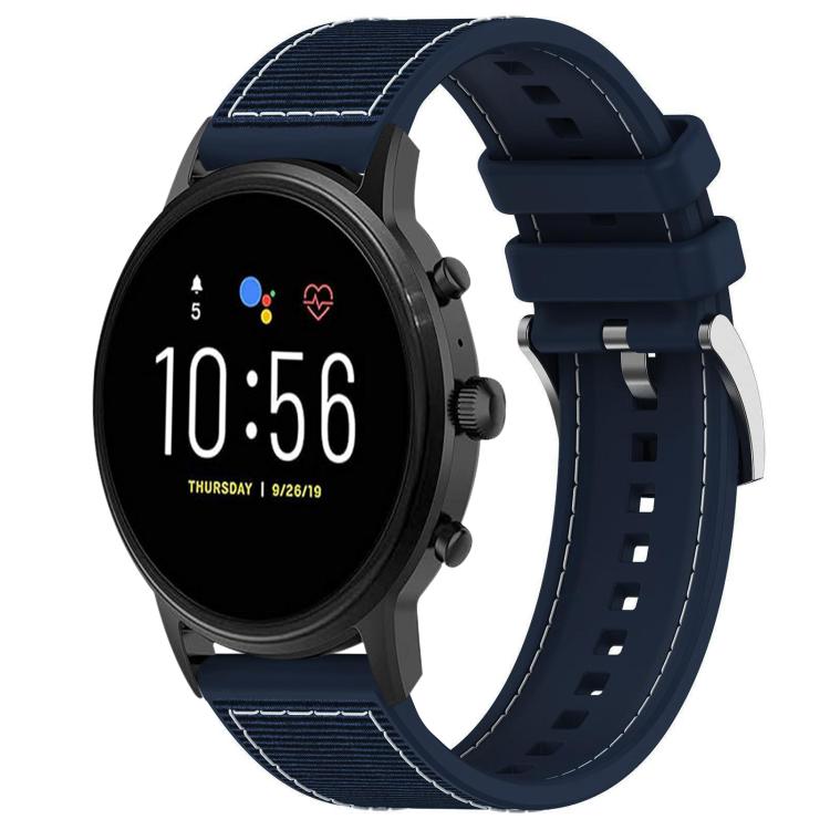 xDfind Hybrid Nylon Braid Silicone Watch Band, 22mm For Fossil Gen 5 Carlyle / Julianna