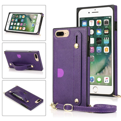 Wrist Strap PU+TPU Shockproof Protective Case with Crossbody Lanyard & Holder & Card Slot, For iPhone 6, For iPhone 7 / 8 / SE 2020, For iPhone 6 Plus, For iPhone 8 Plus / 7 Plus