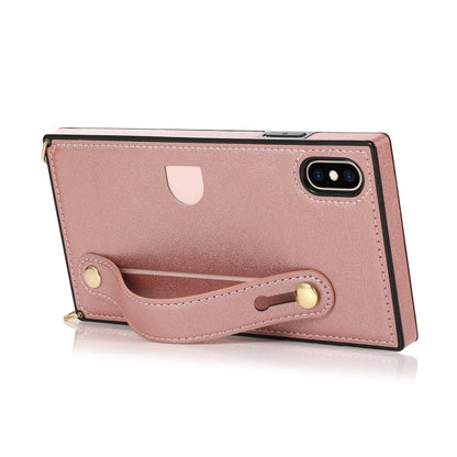Wrist Strap PU+TPU Shockproof Protective Case with Crossbody Lanyard & Holder & Card Slot, For iPhone XS / X, For iPhone XR, For iPhone XS Max, For iPhone 11