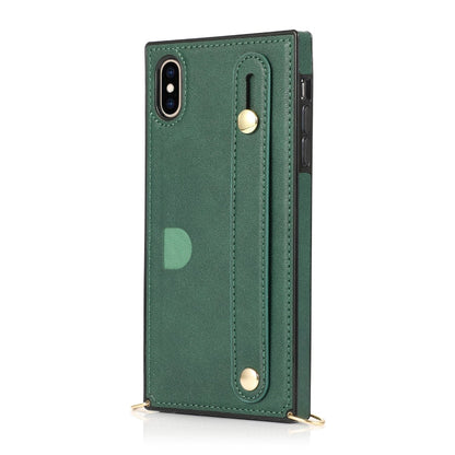 Wrist Strap PU+TPU Shockproof Protective Case with Crossbody Lanyard & Holder & Card Slot, For iPhone XS / X, For iPhone XR, For iPhone XS Max, For iPhone 11