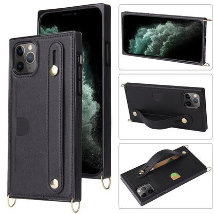 Wrist Strap PU+TPU Shockproof Protective Case with Crossbody Lanyard & Holder & Card Slot, For iPhone 11 Pro, For iPhone 11 Pro Max