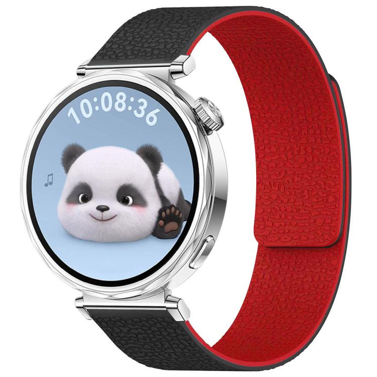 xDfind Flat Head Litchi Texture Magnetic Silicone Watch Band, 14mm, 18mm