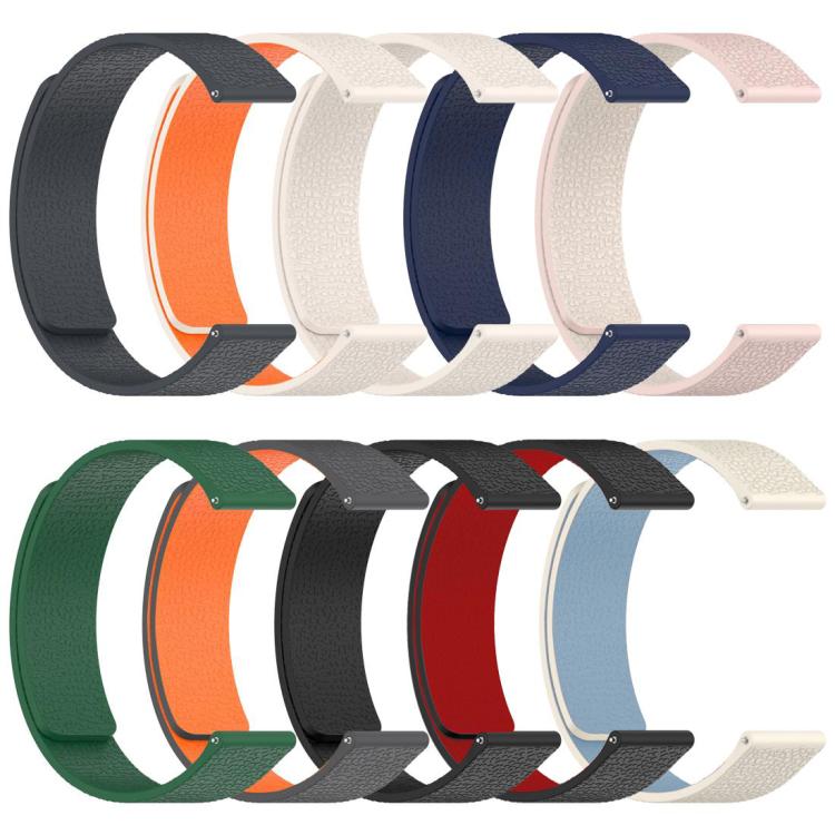 xDfind Flat Head Litchi Texture Magnetic Silicone Watch Band, 14mm, 18mm