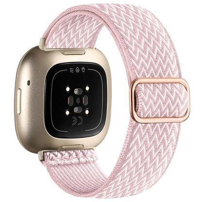 xDfind Wavy Nylon Braided Stretch Watch Band with Adjustment Buckle, For Fitbit Versa 4 / 3 / Sense2 / 1