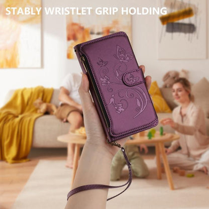 Butterfly Love Flower Multi-card Zipper Wallet Leather Phone Case, For iPhone 15 Pro Max, For iPhone 15 Pro, For iPhone 15 Plus