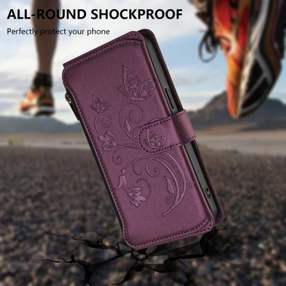 Butterfly Love Flower Multi-card Zipper Wallet Leather Phone Case, For iPhone 12 / 12 Pro, For iPhone 12 Pro Max, For iPhone 12 mini