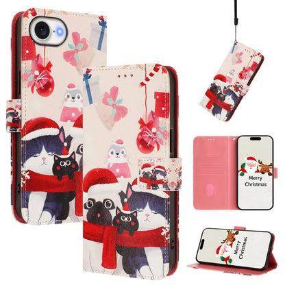 Christmas Series Buckle Leather Phone Case with Hand Strap, For iPhone 17e / 16e, For iPhone 17 Pro Max, For iPhone 17 Pro, For iPhone 17