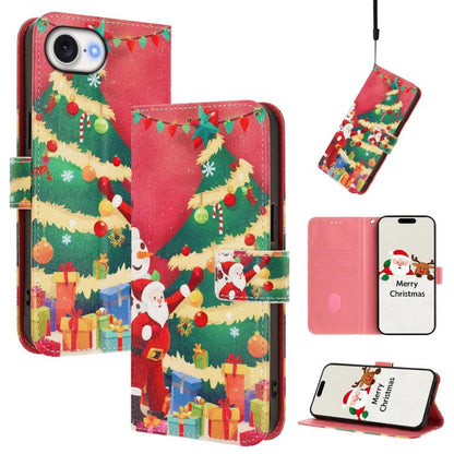 Christmas Series Buckle Leather Phone Case with Hand Strap, For iPhone 17e / 16e, For iPhone 17 Pro Max, For iPhone 17 Pro, For iPhone 17
