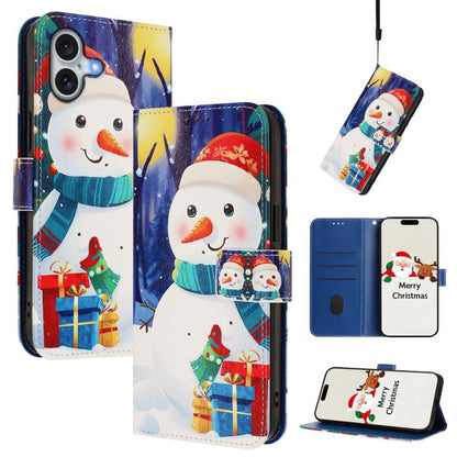 Christmas Series Buckle Leather Phone Case with Hand Strap, For iPhone 17e / 16e, For iPhone 17 Pro Max, For iPhone 17 Pro, For iPhone 17