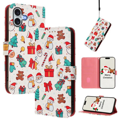 Christmas Series Buckle Leather Phone Case with Hand Strap, For iPhone 17e / 16e, For iPhone 17 Pro Max, For iPhone 17 Pro, For iPhone 17
