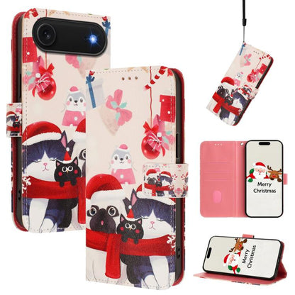 Christmas Series Buckle Leather Phone Case with Hand Strap, For iPhone Air, For iPhone 16 Pro Max, For iPhone 16 Pro, For iPhone 16 Plus