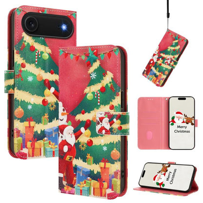 Christmas Series Buckle Leather Phone Case with Hand Strap, For iPhone Air, For iPhone 16 Pro Max, For iPhone 16 Pro, For iPhone 16 Plus