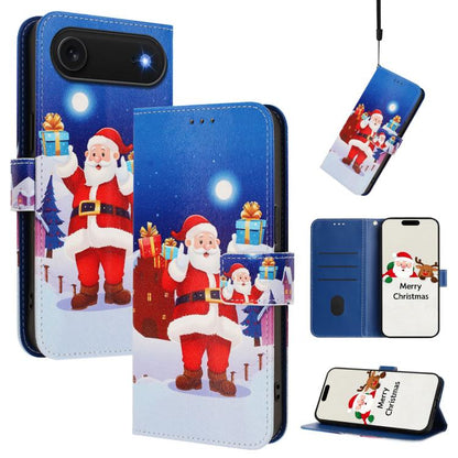 Christmas Series Buckle Leather Phone Case with Hand Strap, For iPhone Air, For iPhone 16 Pro Max, For iPhone 16 Pro, For iPhone 16 Plus