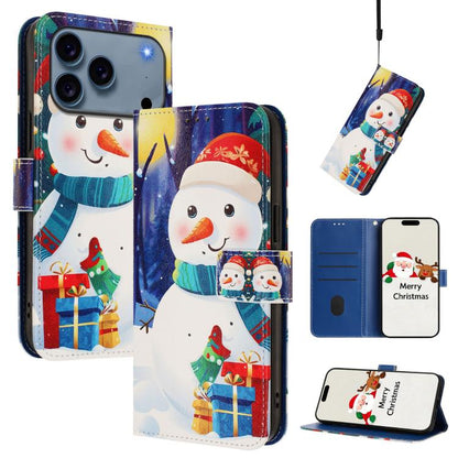 Christmas Series Buckle Leather Phone Case with Hand Strap, For iPhone 17e / 16e, For iPhone 17 Pro Max, For iPhone 17 Pro, For iPhone 17