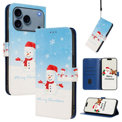 Christmas Series Buckle Leather Phone Case with Hand Strap, For iPhone 17e / 16e, For iPhone 17 Pro Max, For iPhone 17 Pro, For iPhone 17