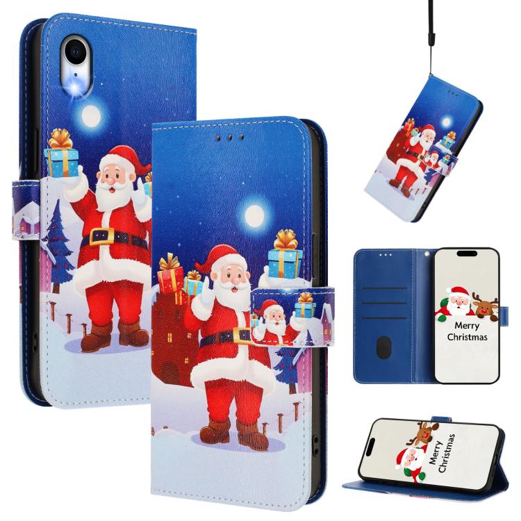 Christmas Series Buckle Leather Phone Case with Hand Strap, For iPhone XR, For iPhone XS Max, For iPhone 8 Plus / 7 Plus