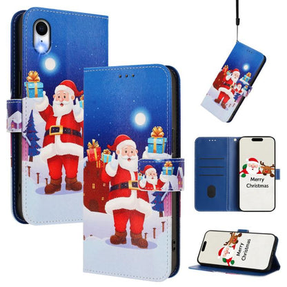 Christmas Series Buckle Leather Phone Case with Hand Strap, For iPhone XR, For iPhone XS Max, For iPhone 8 Plus / 7 Plus