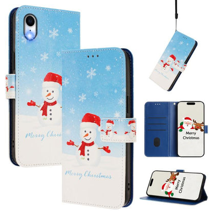 Christmas Series Buckle Leather Phone Case with Hand Strap, For iPhone XR, For iPhone XS Max, For iPhone 8 Plus / 7 Plus